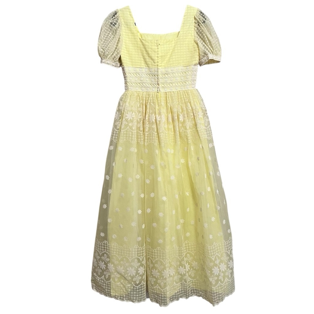 Vintage 1960s-70s Yellow Maxi Dress - Floral - Prom Wedding - Vintage - Picture 3 of 15